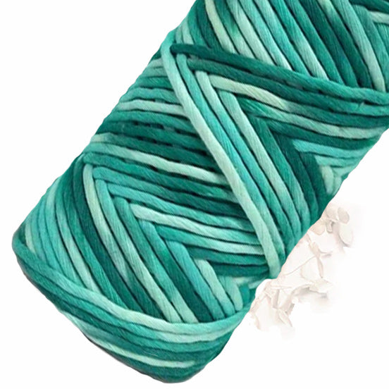 Hand Painted Macrame Cotton - 4mm Marine Green