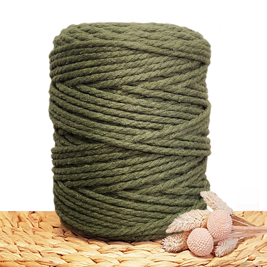 5mm Khaki - Recycled Cotton 3ply Macrame Cord