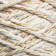 3mm Natural & Gold - Recycled Cotton 3ply Macrame Cord