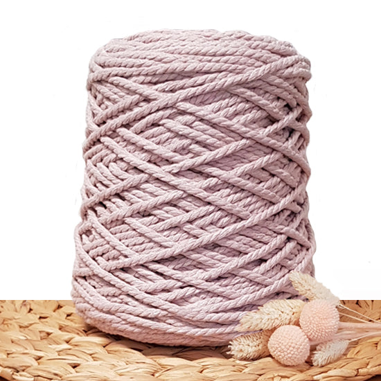 5mm Mushroom Pink - 3ply Recycled Cotton Macrame Cord