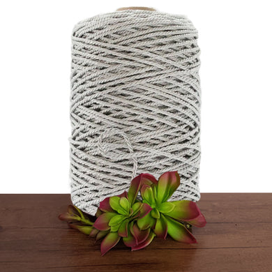 4mm Silver Metallic 3ply Twisted Rope