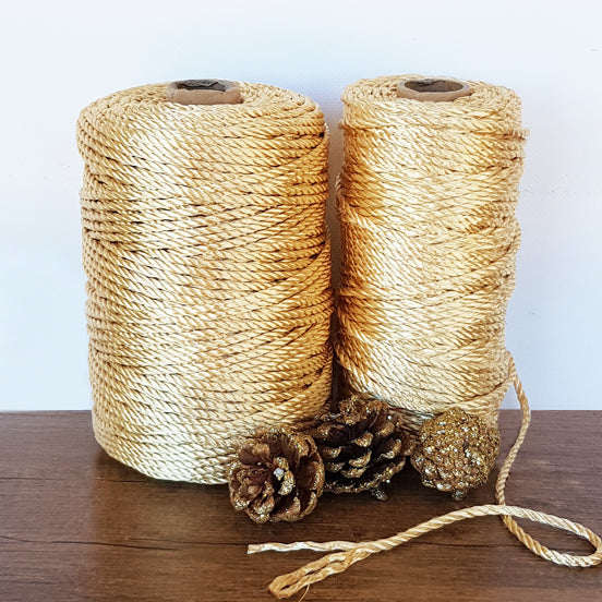 4mm Metallic Gold 3ply Nylon Rope