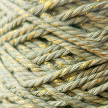 3mm Sage & Gold Metallic - Recycled Cotton 3ply Macrame Cord