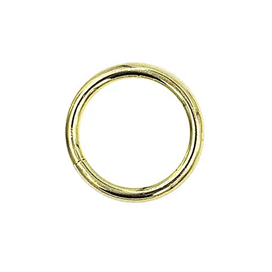 A single gold-colored metal jump ring with a polished finish, centered on a plain white background.