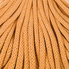A close-up of thick orange braided cord filling the entire frame.