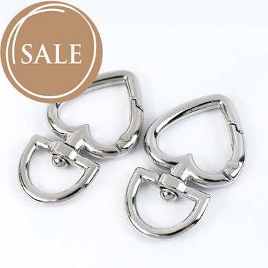 Heart Shaped Rounded Swivel Clasp Key Ring Nickel Plated - 5 pack