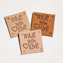 Real Leather Labels - "Made with Love" - 3 pack