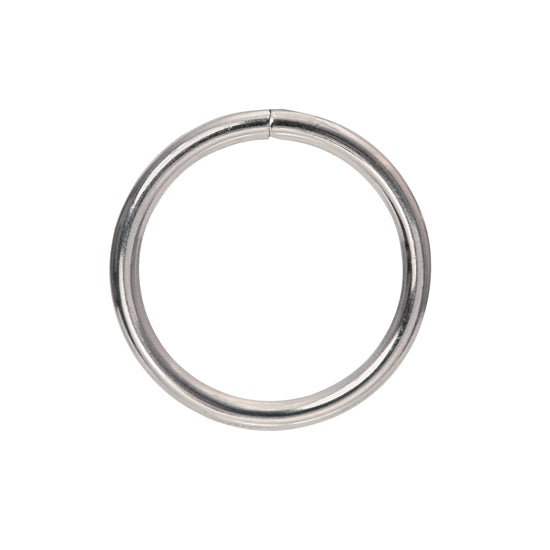 Silver coloured craft ring on a white background