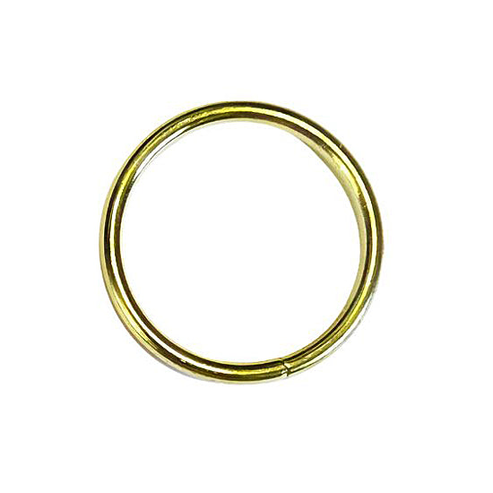 A single gold-colored metal  ring with a polished finish, shown against a plain white background.