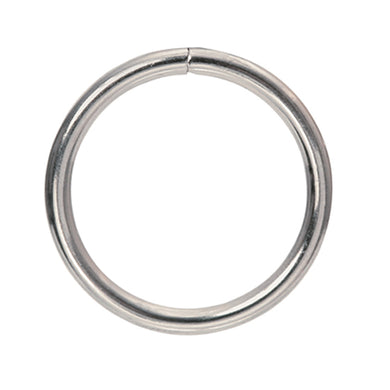 A single silver metal ring with a polished finish, isolated on a solid white background.