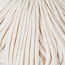 A close-up of 5mm natural braided cord strands arranged vertically, showing a textured woven surface.