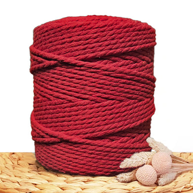 5mm Red - Recycled Cotton 3ply Macrame Cord