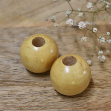 Round Natural Wooden Macrame Bead - 25mm - Pack of 2