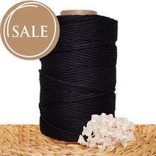 SALE - 4mm Black Single Twist Macrame Cotton Cord 1kg - Australian Made