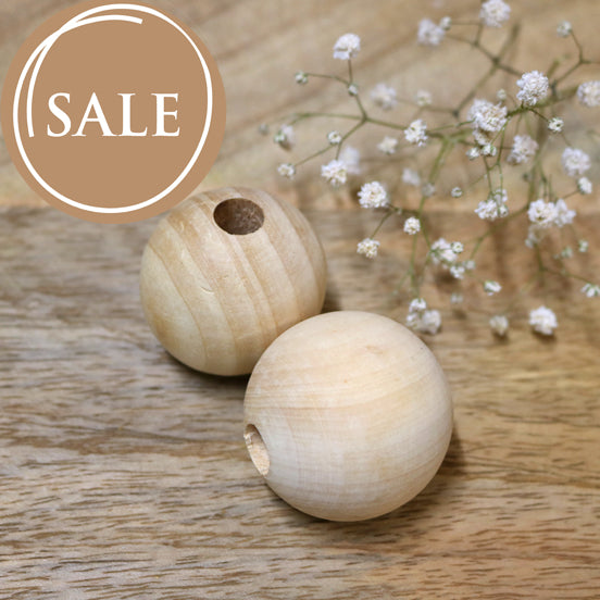 SALE - Round Raw Wooden Macrame Bead - 40mm