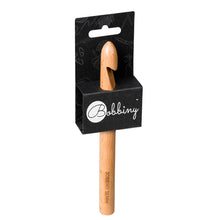 Bobbiny 16mm wooden crochet hook made from natural beech wood in original Bobbiny packaging.