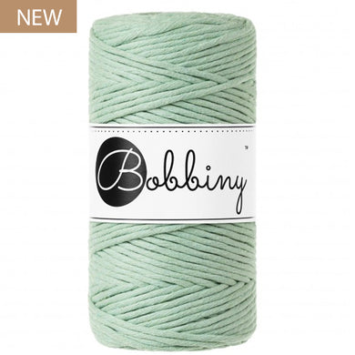 Bobbiny 3mm Aloe Single Twist Macrame Cord 100m – soft sage green recycled cotton cord