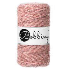 Bobbiny 3mm Blush Boucle Cord 100m made with cotton and Peruvian alpaca wool, shown on a white background.