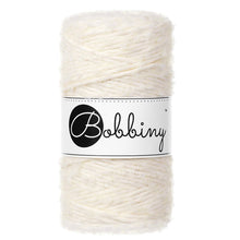 Bobbiny 3mm Natural Boucle Cord 100m made with cotton and Peruvian alpaca wool, shown on a white background.