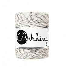 Bobbiny 3mm Silver Twist 3PLY Macrame Rope 50m with natural cotton and shimmering silver metallic threads