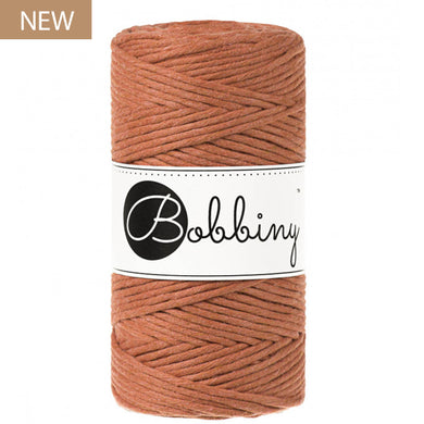 Bobbiny 3mm Terracotta Single Twist Macrame Cord 100m – warm earthy recycled cotton cord