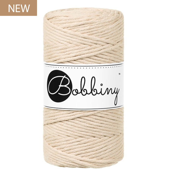 Bobbiny 3mm Warm Beige Single Twist Macrame Cord 100m