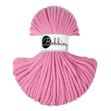 Bobbiny 5mm Bubblegum Pink Braided Cord 50m – pink recycled cotton cord for macrame and crochet