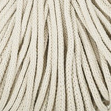 Close-up of Bobbiny 5mm Cashmere Beige Braided Cord showing its soft creamy-beige colour and recycled cotton braided texture.