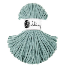 Bobbiny 5mm Duck Egg Blue Braided Cord 50m – soft blue-green recycled cotton cord for macrame and crochet