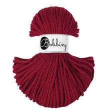 Bobbiny 5mm Red Velvet Braided Cord 50m – deep crimson recycled cotton cord for macrame and crochet