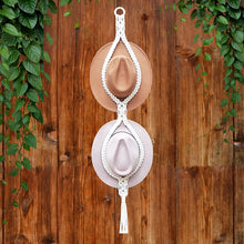 Double macrame hat hanger DIY kit by Knotting Hillbilly, a beginner-friendly craft project for creating a handmade holder for two hats.