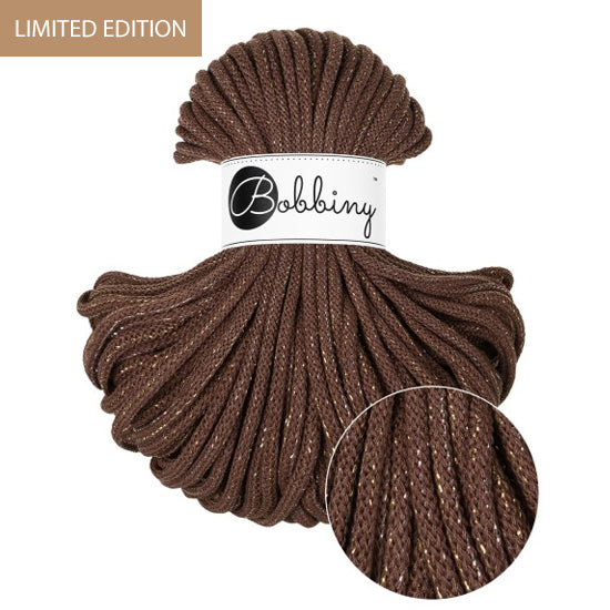 Bobbiny 5mm Premium Braided Cord – Shiny Chocolate Brown – 50m