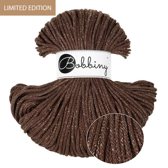 Bobbiny 3mm Junior Braided Cord – Shiny Chocolate Brown – 100m