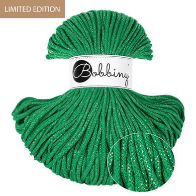 Bobbiny 3mm Junior Braided Cord – Shiny Jade Green – 100m