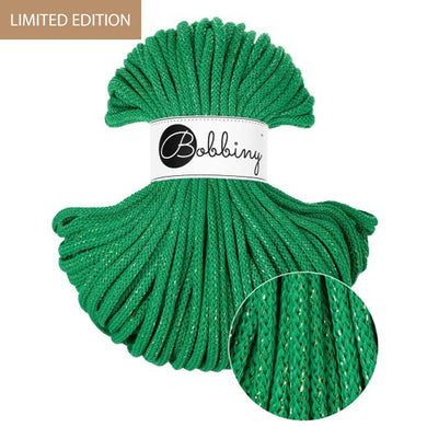 Bobbiny 5mm Premium Braided Cord – Shiny Jade Green – 50m
