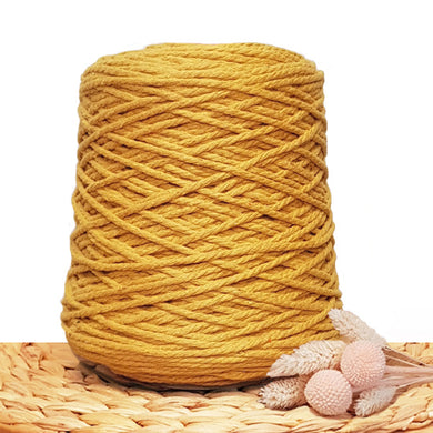 3mm Mustard - Recycled Cotton 3ply Macrame Cord