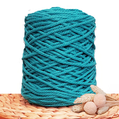 5mm Aquamarine - Recycled Cotton 3ply Macrame Cord