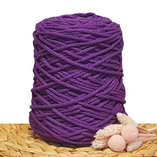 5mm Cadbury Purple - Recycled Cotton 3ply Macrame Cord