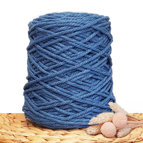 5mm Denim - Recycled Cotton 3ply Macrame Cord