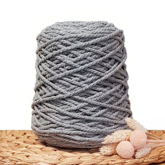 5mm Light Grey - 3ply Recycled Cotton Macrame Cord