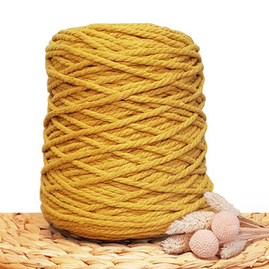 5mm Mustard - Recycled Cotton 3ply Macrame Cord