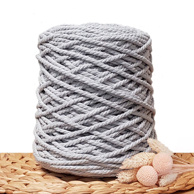 5mm Silver - 3ply Recycled Cotton Macrame Cord