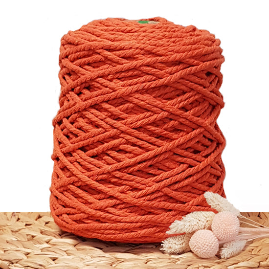 5mm Tangerine - 3ply Recycled Cotton Macrame Cord