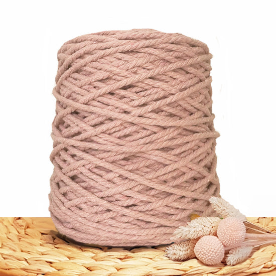 5mm Vintage Rose - Recycled Cotton 3ply Macrame Cord