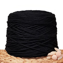 5mm Black - 3ply Recycled Cotton Macrame Cord