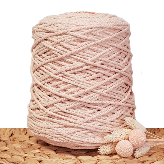 3mm Soft Peach - 3ply Recycled Cotton Macrame Cord