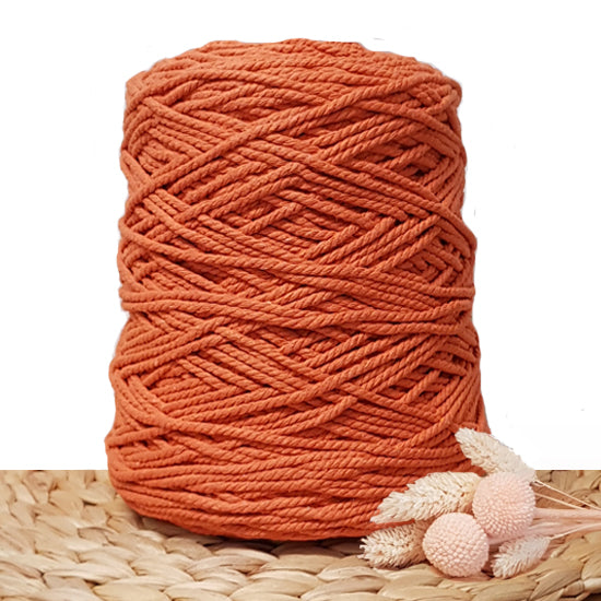 3mm Tangerine - Recycled Cotton 3ply Macrame Cord