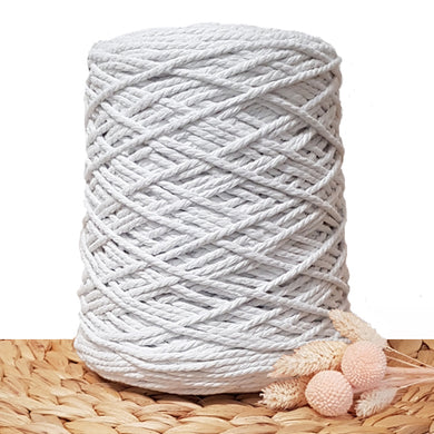 3mm White - Recycled Cotton 3ply Macrame Cord