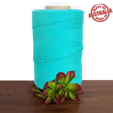Turquoise Single Twist Macrame Cotton Cord 1kg Made in Australia