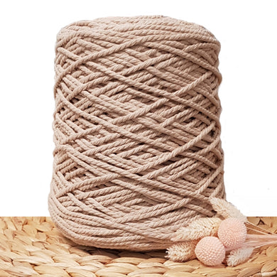 3mm Latte - 3ply Recycled Cotton Macrame Cord